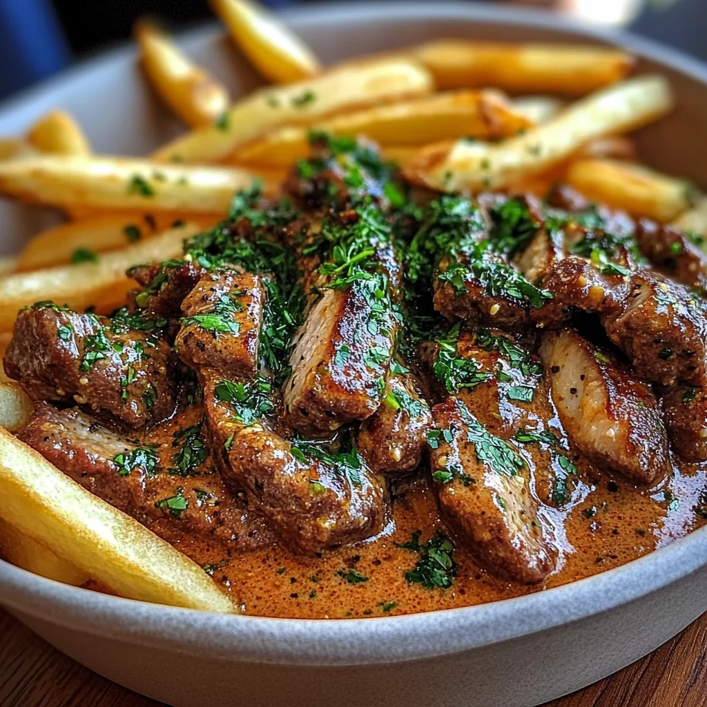 Garlic Butter Beef with Fries and Naan