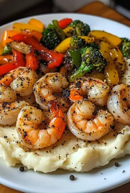 Garlic Butter Shrimp with Sautéed Veggies & Creamy Mashed Potatoes
