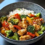 Garlic Chicken Stir-Fry Bowl with Broccoli Rice