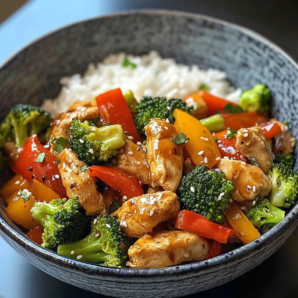 Garlic Chicken Stir-Fry Bowl with Broccoli Rice