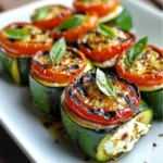 Grilled Zucchini Rollups with Lemon-Basil Ricotta & Slow Roasted Tomatoes
