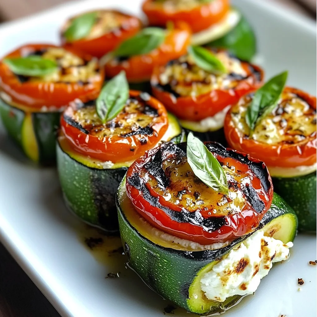 Grilled Zucchini Rollups with Lemon-Basil Ricotta & Slow Roasted Tomatoes