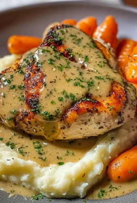 Herb Cream Chicken with Mashed Potatoes & Glazed Carrots