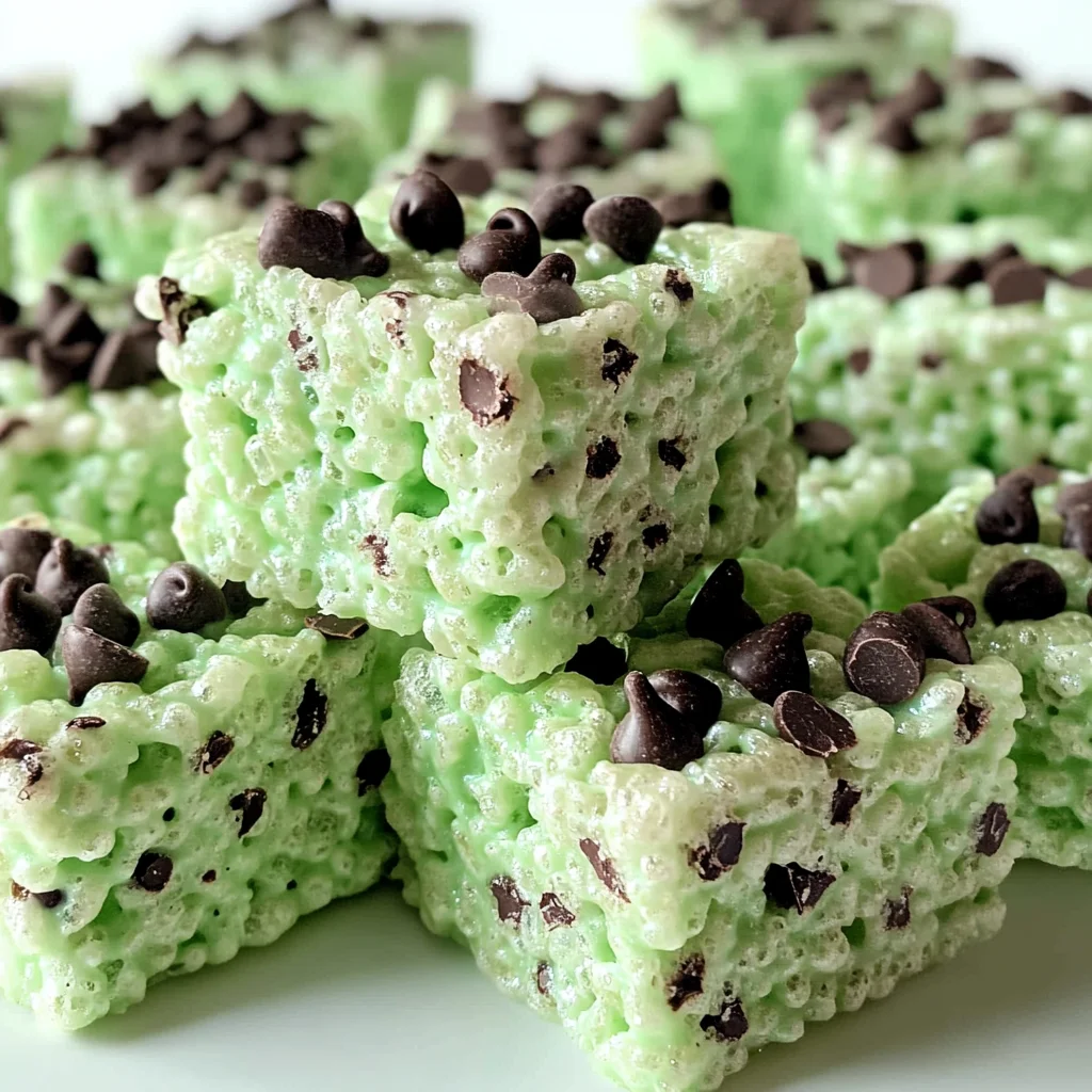 Mint Chocolate Chip Rice Krispie Treats
