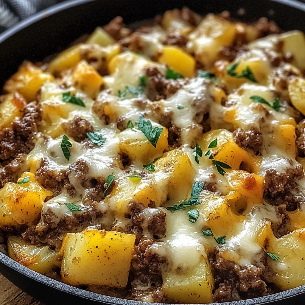 One-Pan Cheesy Meat & Potato Skillet