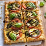 Pesto Caprese Puff Pastry Pizza