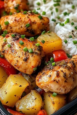 Savory Herb Chicken with Roasted Potatoes, Bell Peppers & Steamed Rice