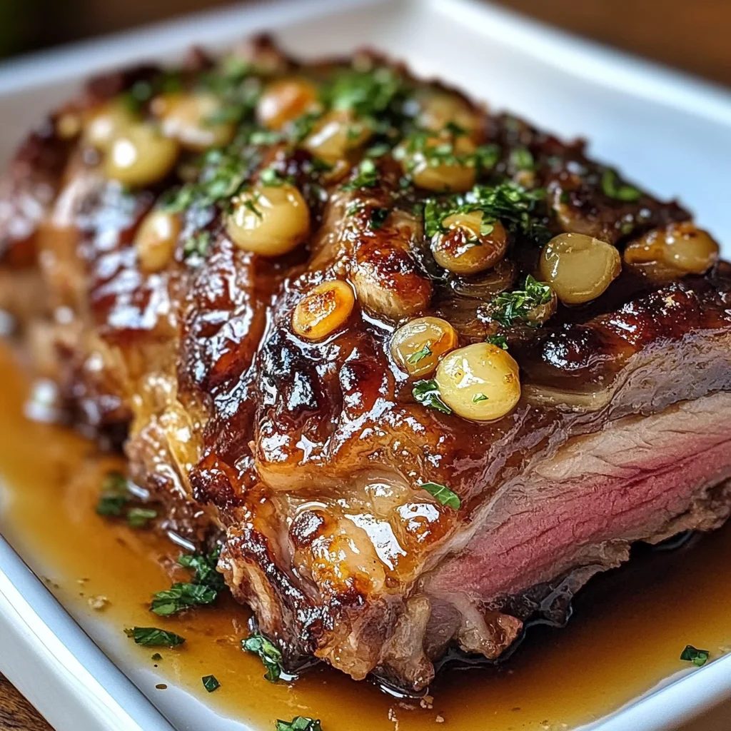 Slow-Roasted Lamb Shoulder with Garlic-Honey Mustard Glaze