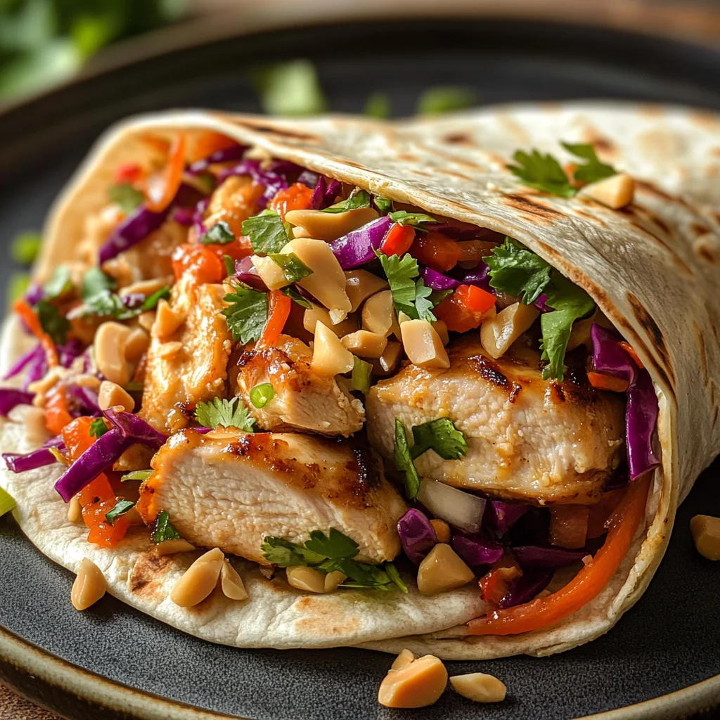 Thai Chicken Wrap with Crunchy Asian Slaw