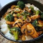 Chicken, Broccoli & Mushroom Stir-Fry with Steamed Rice