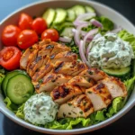 Greek Chicken Salad Bowl with Tzatziki