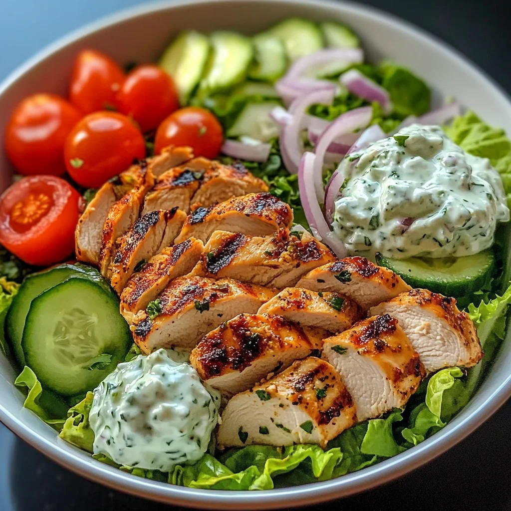 Greek Chicken Salad Bowl with Tzatziki