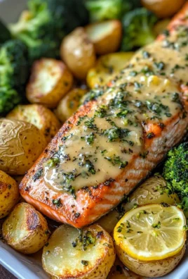 Lemon Butter Salmon with Crispy Potatoes and Roasted Broccoli