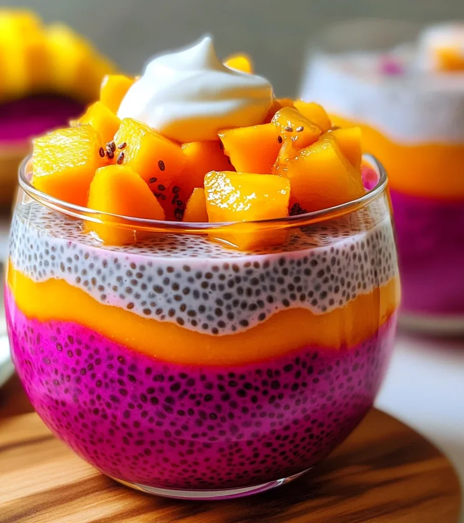 Mango and Dragon Fruit Chia Pudding