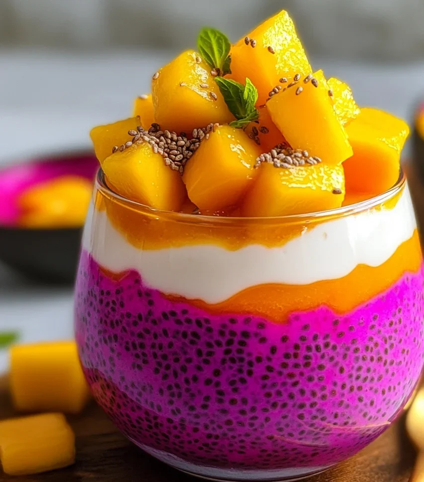Mango and Dragon Fruit Chia Pudding