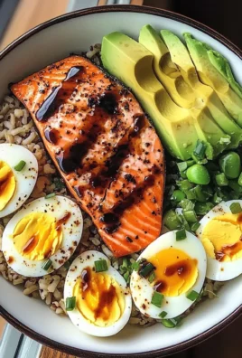 Salmon, Brown Rice & Soft-Boiled Egg Bowl with Avocado