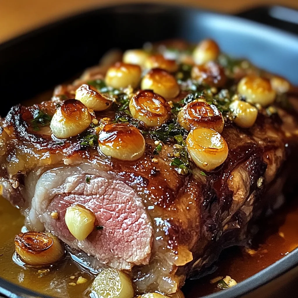 Slow-Roasted Garlic-Honey Mustard Confit Lamb Shoulder
