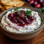 Cranberry whipped feta dip with crackers delights all!