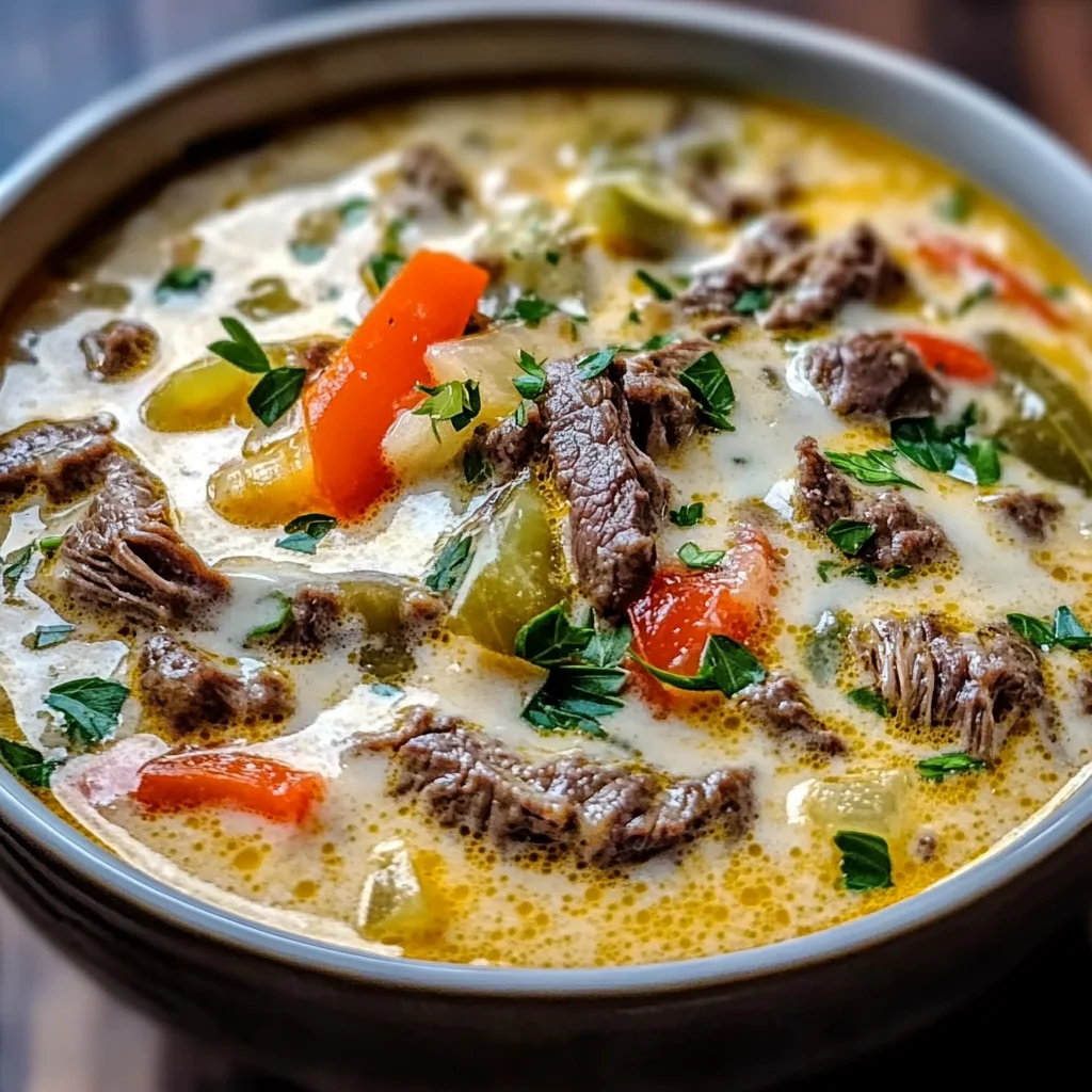 Creamy Philly Cheese Steak Soup