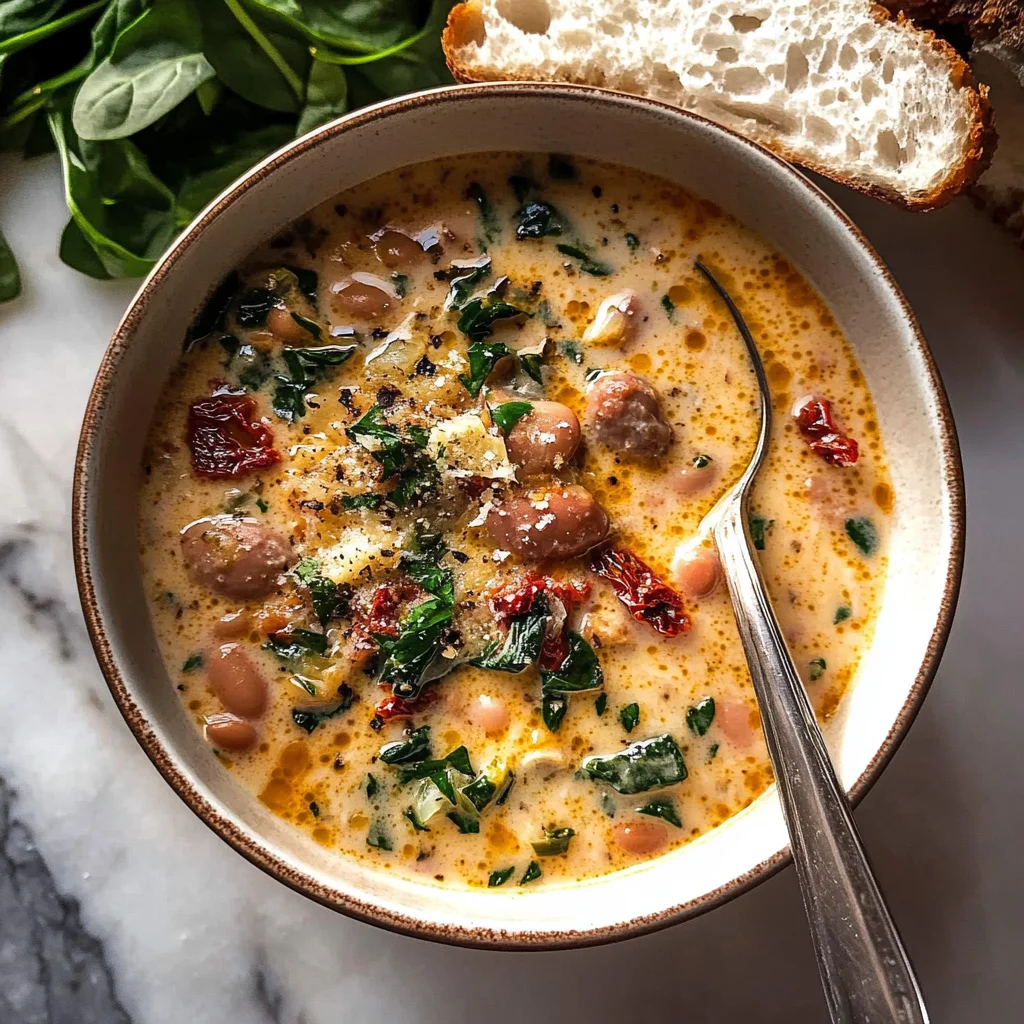 Creamy Tuscan White Bean Lemon Soup