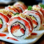 Creative & Cute Strawberry Shortcake Sushi Roll Dessert Recipe