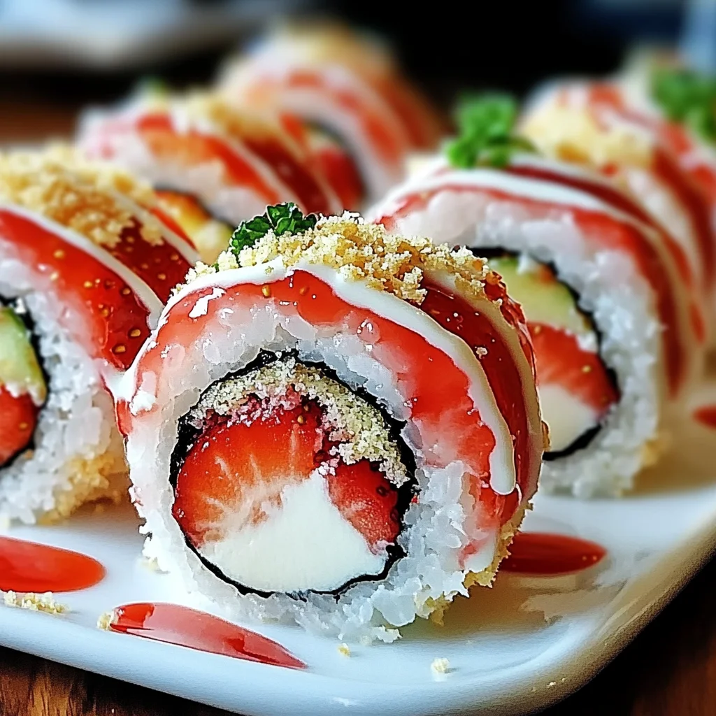 Creative & Cute Strawberry Shortcake Sushi Roll Dessert Recipe