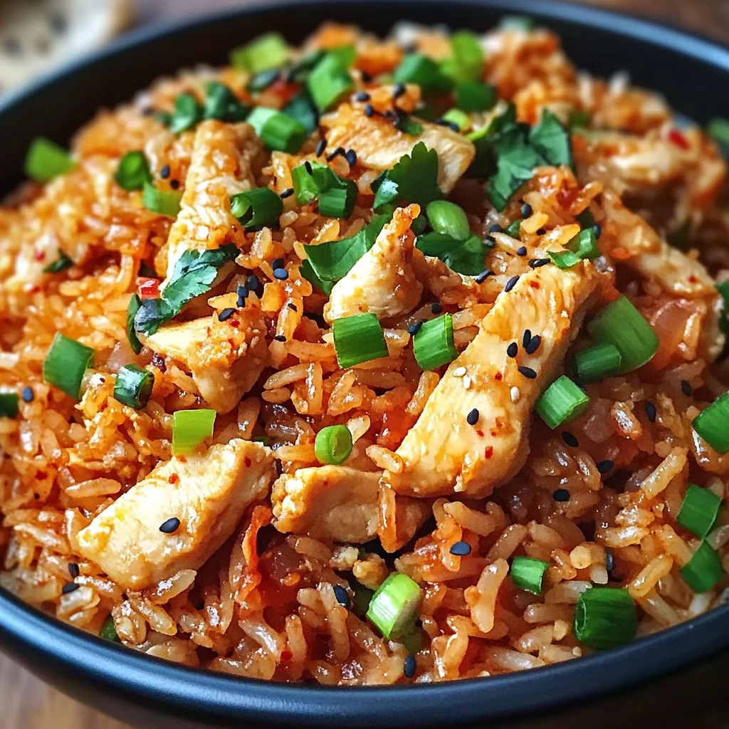 Kimchi Fried Rice with Chicken