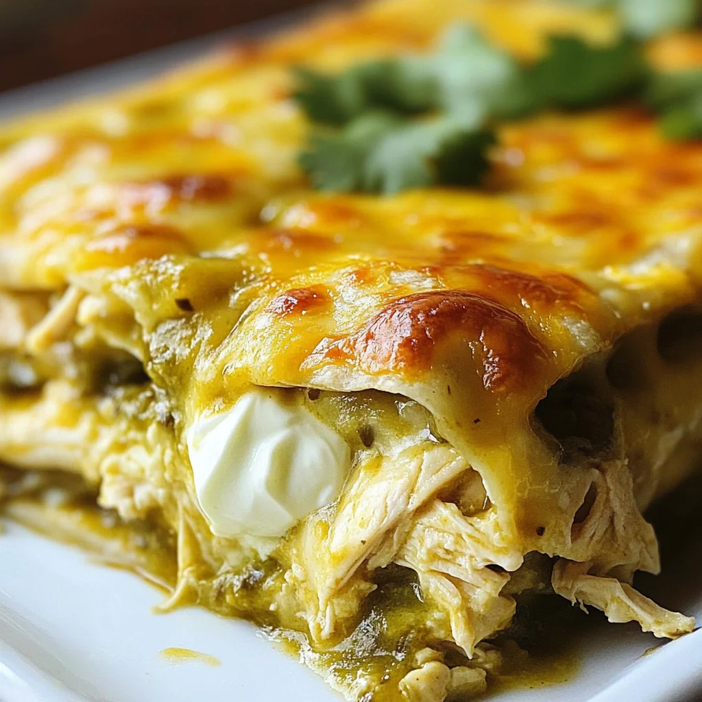 Quick and Easy Green Chile Chicken Enchilada Casserole