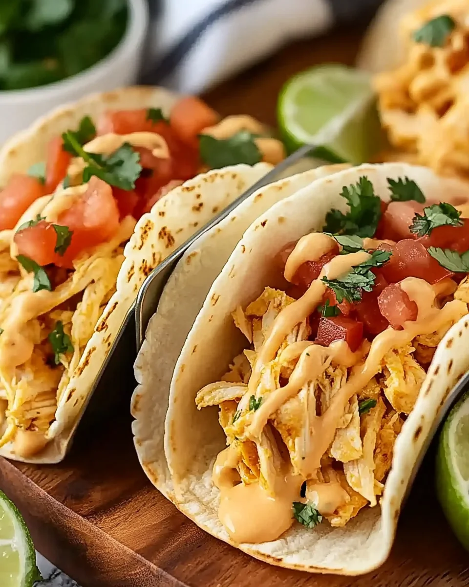 Slow Cooker Queso Chicken Tacos