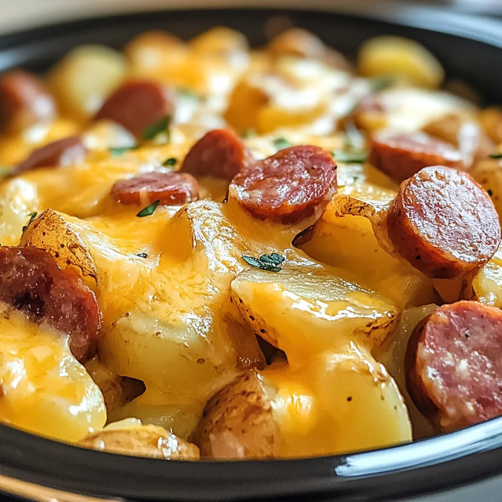 Crockpot Cheesy Potatoes and Kielbasa