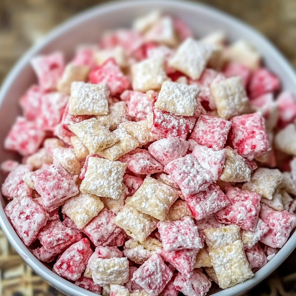 Delicious Strawberry Shortcake Puppy Chow for Sweet Snacking