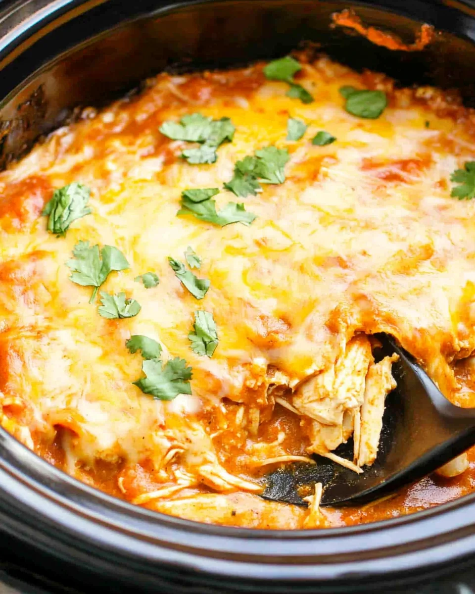Slow Cooker Chicken Enchilada Casserole