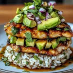Tangy Honey Lime Chicken & Avocado Rice Stack That Delights
