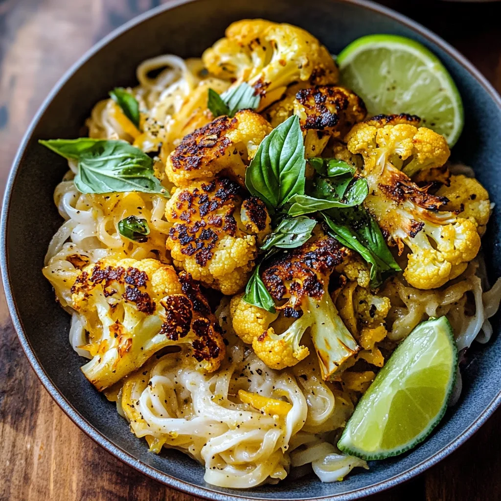 Crispy Black Pepper Turmeric Cauliflower and Garlic Noodles