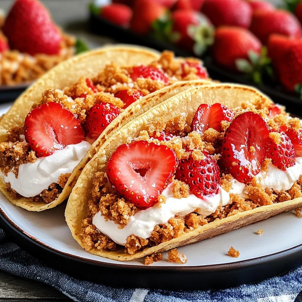 Sweet Strawberry Crunch Cheesecake Tacos (Quick Dessert!)