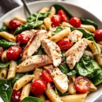 Chicken Pasta Salad with Spinach & Tomatoes