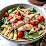 Chicken Pasta Salad with Spinach & Tomatoes