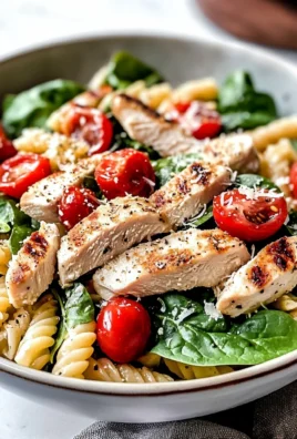 Chicken Pasta Salad with Spinach & Tomatoes