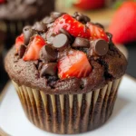 Double Chocolate Strawberry Muffins (fresh strawberries)