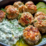 GREEK TURKEY MEATBALLS with HOMEMADE TZATZIKI