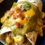 Green Chili Breakfast Burrito with Potatoes and Scrambled Eggs