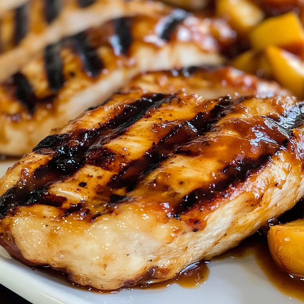 Grilled Chicken with Peach BBQ Sauce