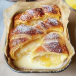 Lemon and custard croissant pudding