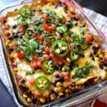 Mexican Casserole with Ground Beef and Corn Tortillas