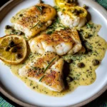 Pan Fried Cod with Mustard Caper Cream Sauce