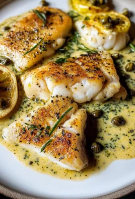 Pan Fried Cod with Mustard Caper Cream Sauce