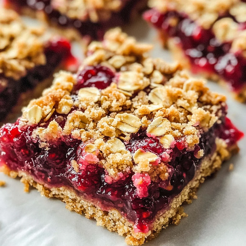 Raspberry Bars with Oatmeal Crumble Topping