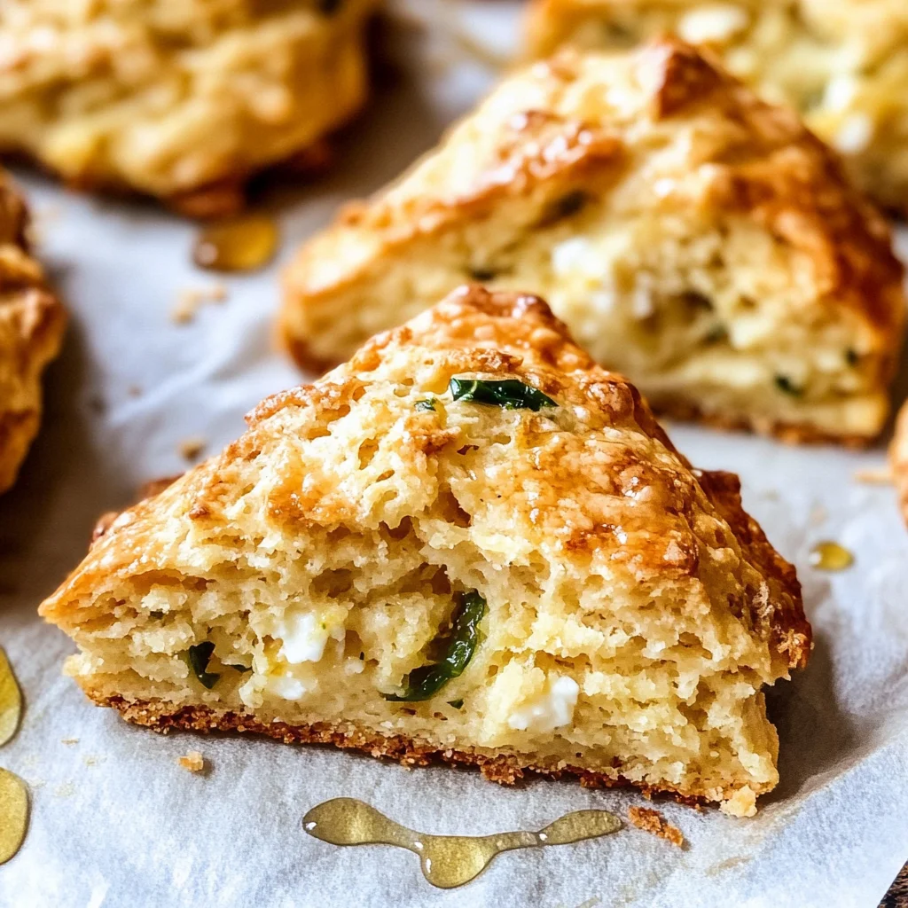 Shallot, Jalapeño, Goat Cheese, and Honey Scones
