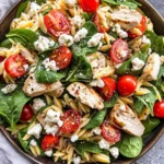 Spinach Orzo Chicken Salad with Goat Cheese