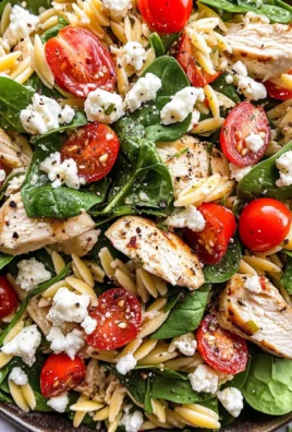 Spinach Orzo Chicken Salad with Goat Cheese